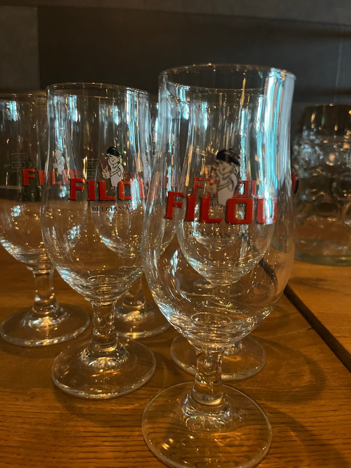 Filou speciaalbier glazen - set van 6, Ophalen of Verzenden, Zo goed als nieuw, Glas of Glazen, Dommelsch