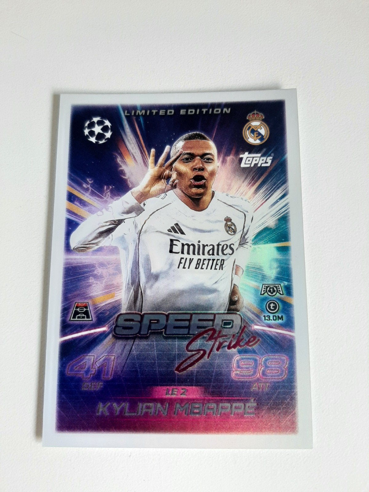 Kylian Mbappé Topps Match Attax Limited Edition Kaart, Ophalen of Verzenden, Zo goed als nieuw, Buitenlandse clubs, Spelerskaart