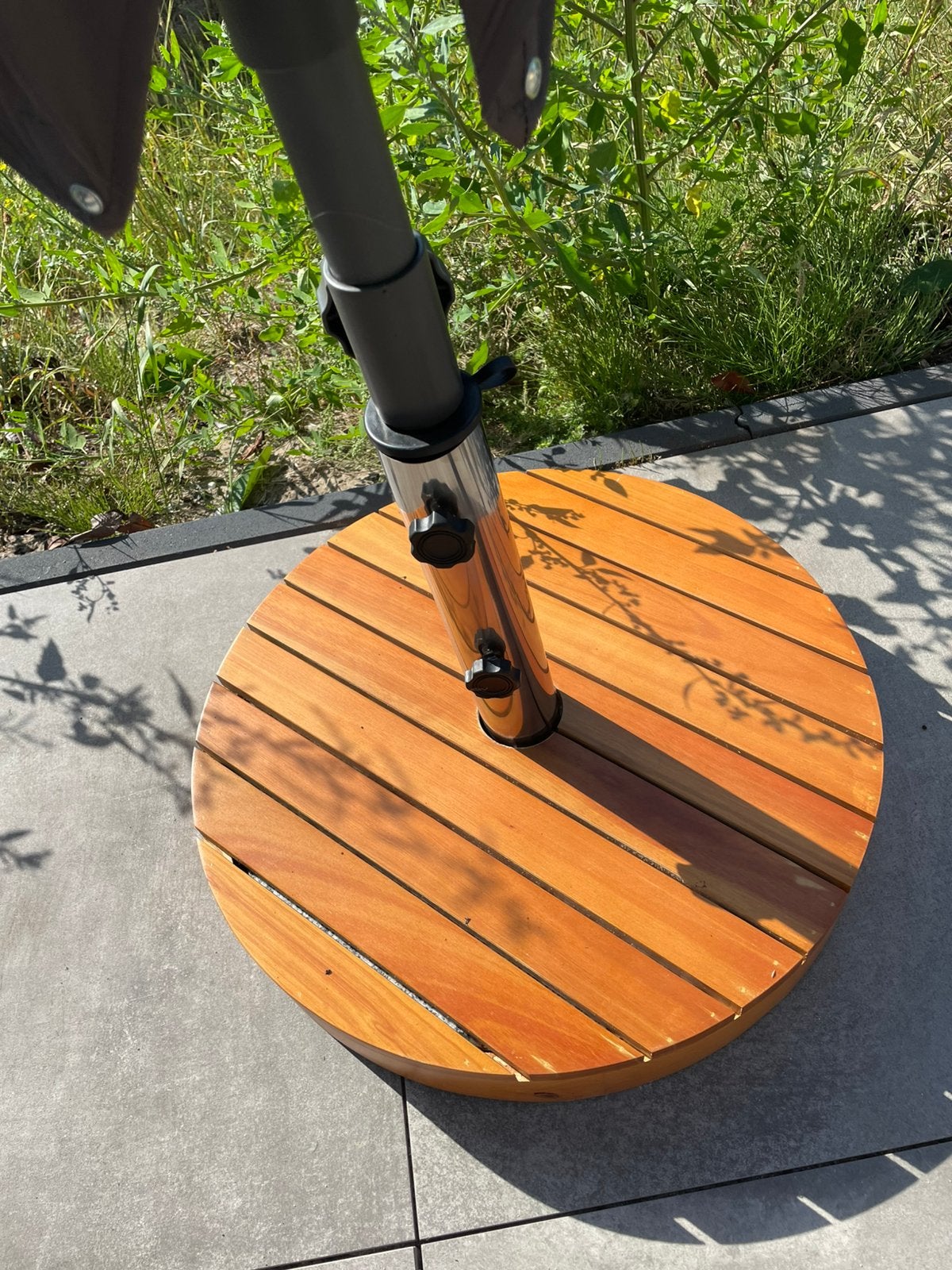 Woood parasolvoet hout naturel 37xø49 cm Monica, Ophalen, Zo goed als nieuw, Minder dan 1 meter, Parasolvoet