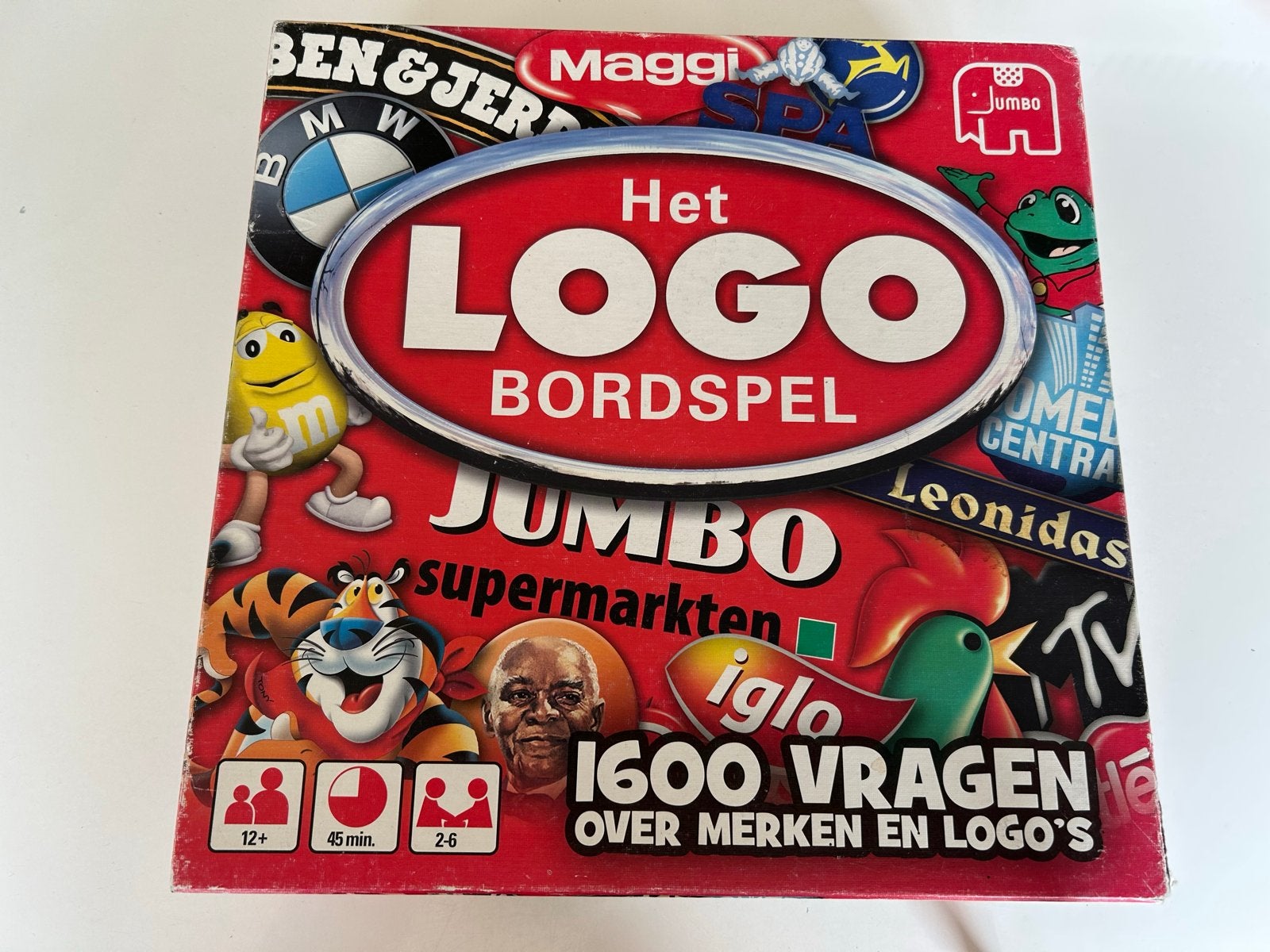 Het LOGO Bordspel Jumbo - 1600 vragen over merken, Hobby en Vrije tijd, Drie of vier spelers, Ophalen of Verzenden, Gebruikt