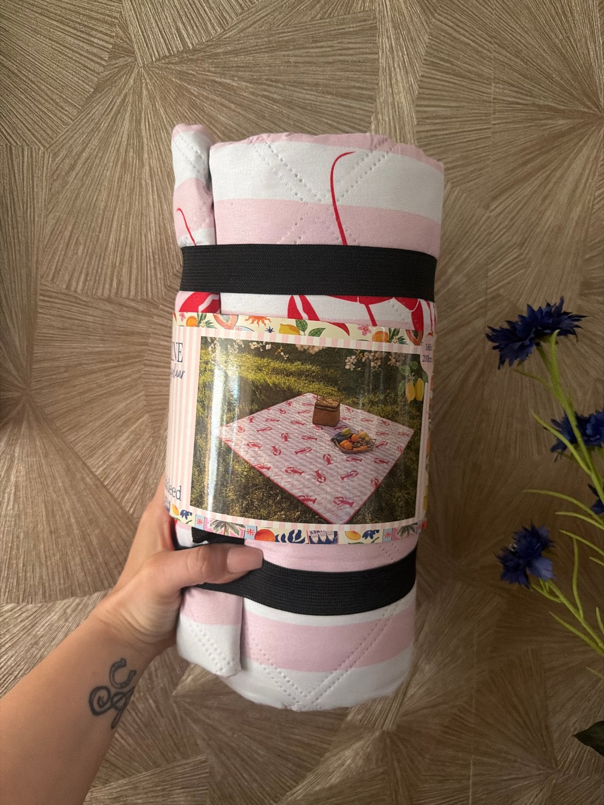 Nieuw Picknickkleed met kreeftenprint - Pauline Wingelaar, Hobby en Vrije tijd, Picknickmanden, Ophalen of Verzenden, Nieuw