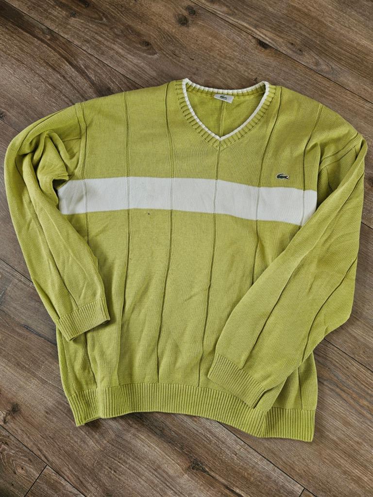 Lacoste Heren Pullover - Lime Groen/Gebroken Wit - Maat 6XL, Lacoste, Overige maten, Ophalen of Verzenden, Zo goed als nieuw