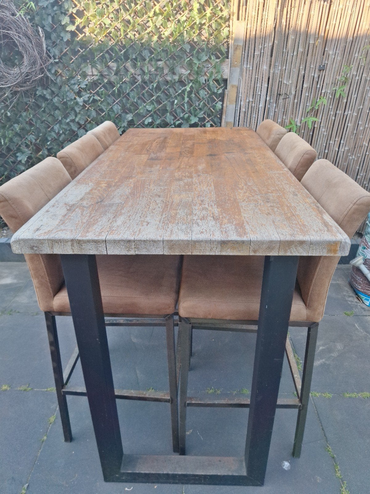 Bartafel met 6 stoelen, Ophalen, Gebruikt, Hout