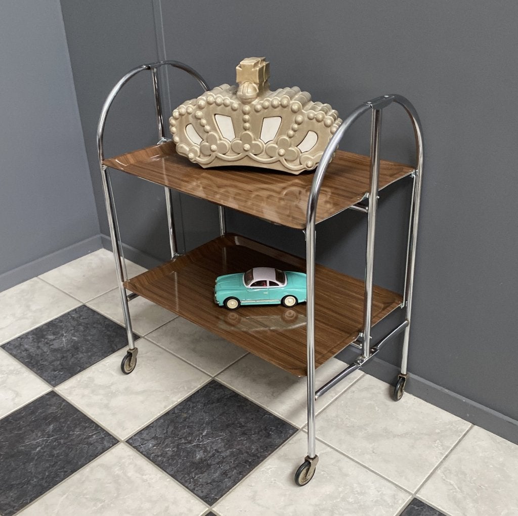 60 jaren bruine serveerwagen serving trolley Bremshey & Co, Huis en Inrichting, Ophalen, Gebruikt