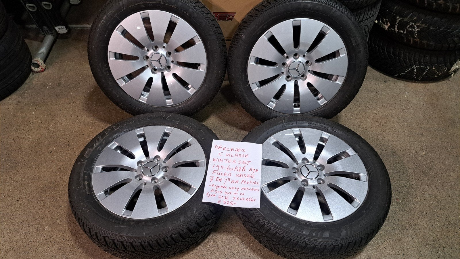 Mercedes  wielen origineel 16 inch C klasse winterset 195/60, Auto-onderdelen, Ophalen, Gebruikt, 16 inch, Banden en Velgen