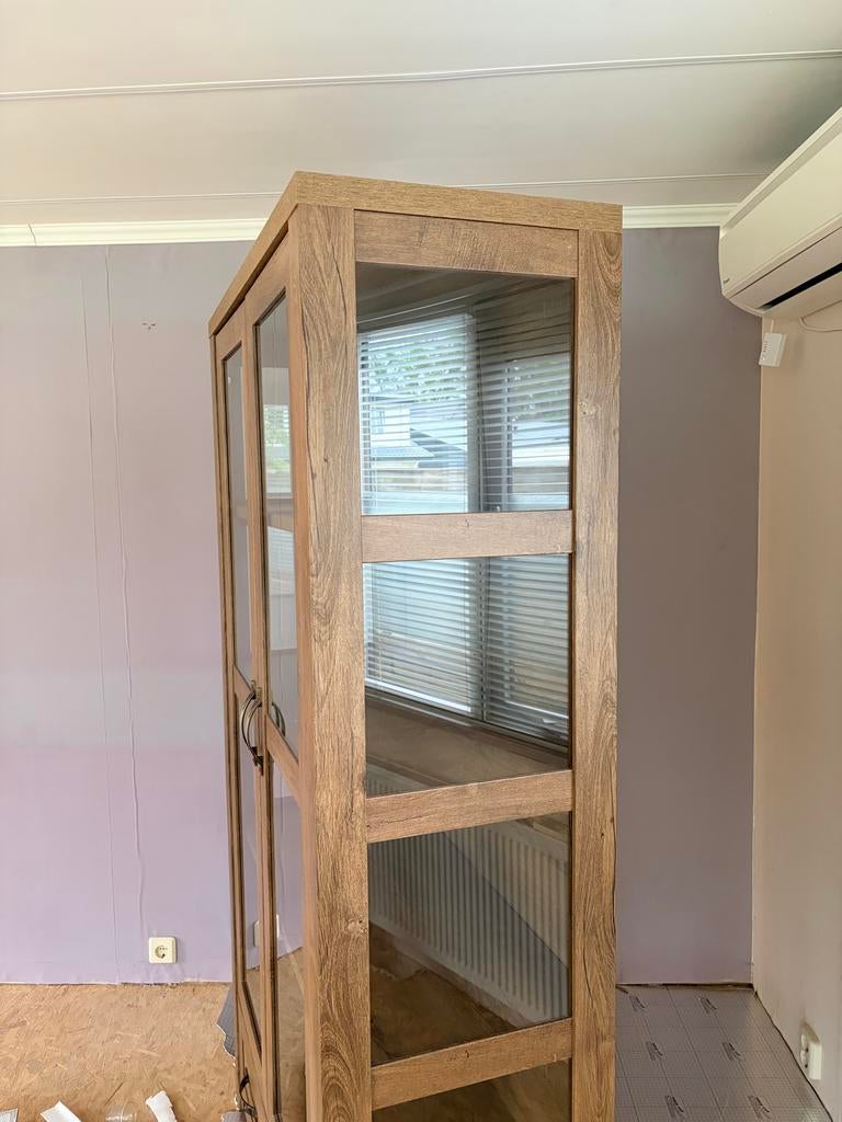 Grote kast met glazen deuren en lades, Ophalen, Gebruikt, 200 cm of meer, 50 tot 100 cm