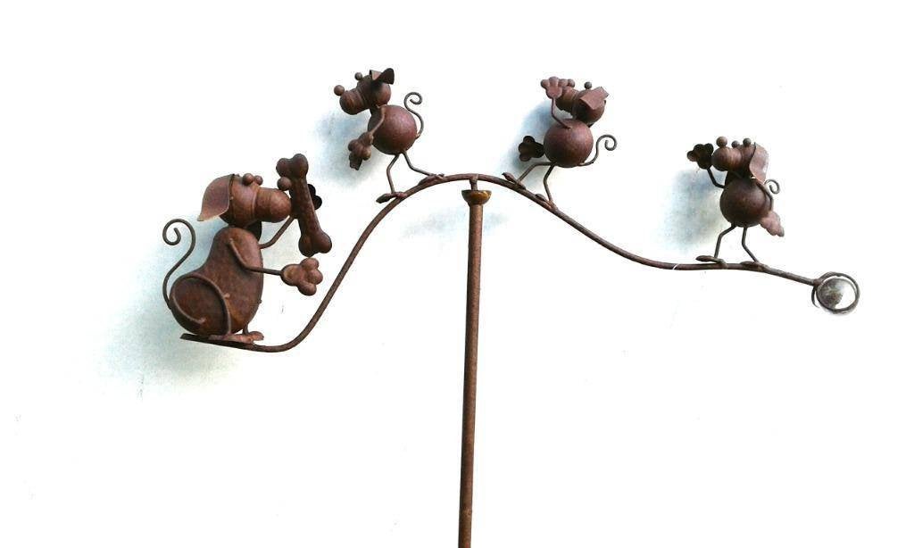 Tuinsteker, tuinprikker, windspel, balans met 4 honden Bkeus, Ophalen of Verzenden, Nieuw