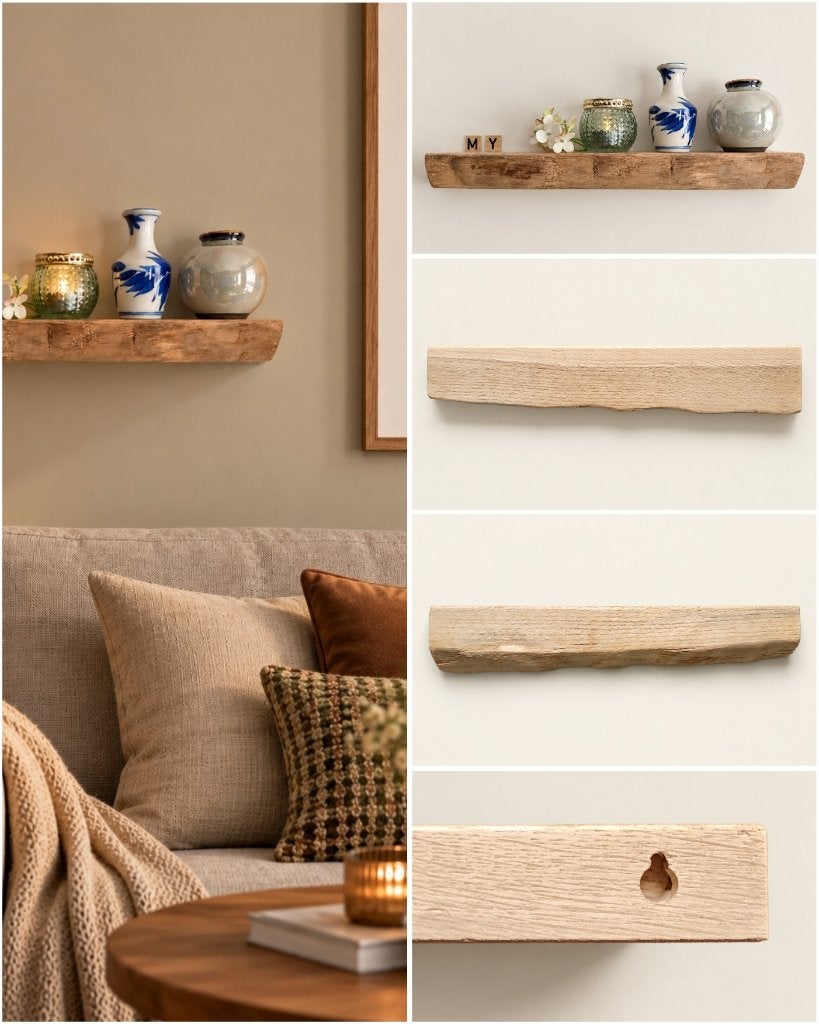 Wandplank eikenhout zwevend decoratief schap 41cm #314, Houtatelier M.Y., Info@myhoutatelier.nl, Nieuw, Ophalen of Verzenden