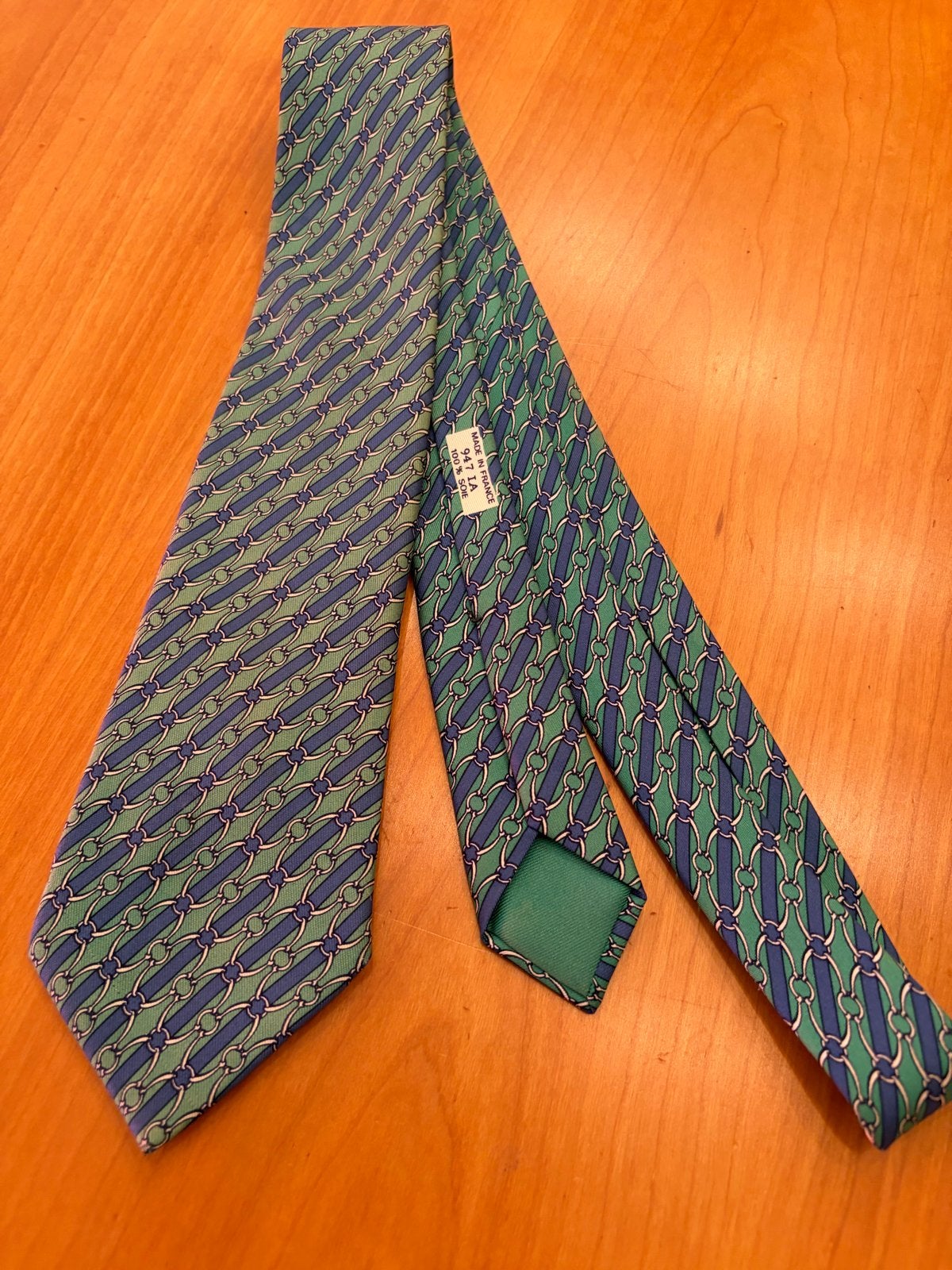 Hermès zijden stropdas met kettingpatroon, Kleding | Heren, Stropdassen, Ophalen of Verzenden, Zo goed als nieuw, Blauw, Met patroon
