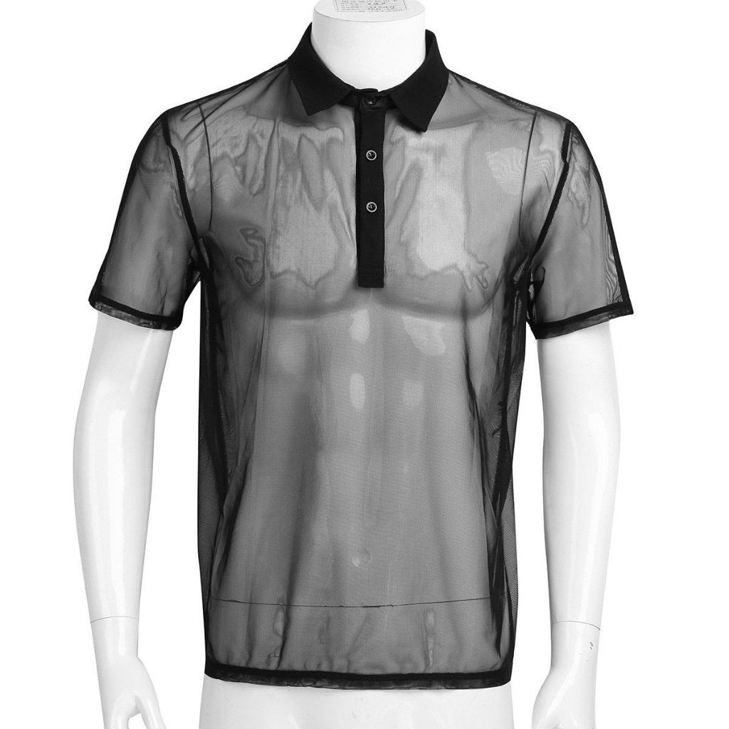 Zwart doorzichtig shirt / transparant party mannen sexy, Verzenden, Nieuw, Overige maten, Overige thema's