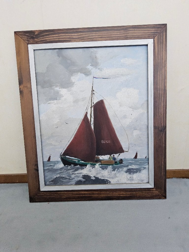 Schilderij boot, Ophalen, Doek, Oud hollands, Maritiem / water