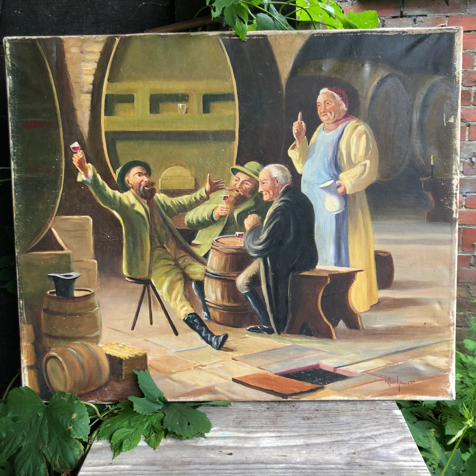 Prachtig oud schilderij mannen, Ophalen of Verzenden