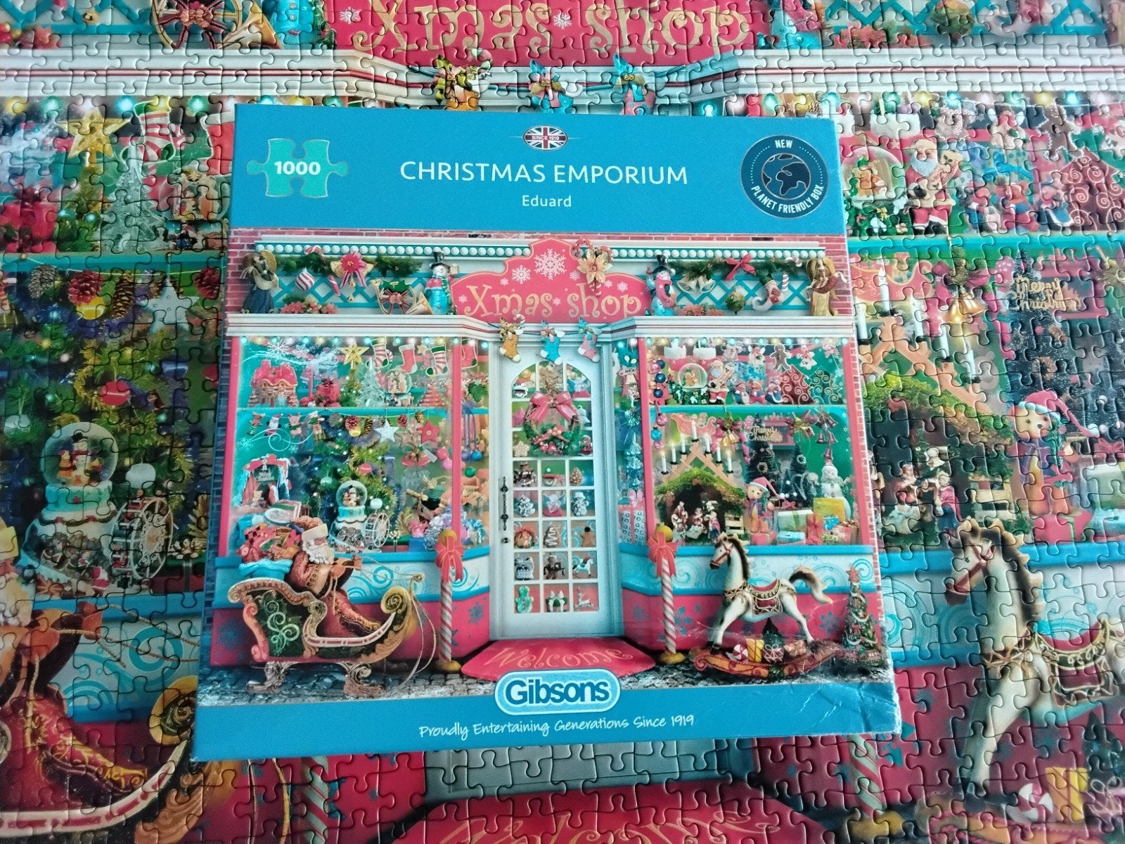 GIBSONS KERST PUZZEL 1000 STUKJES, Ophalen of Verzenden, 500 t/m 1500 stukjes, Gebruikt