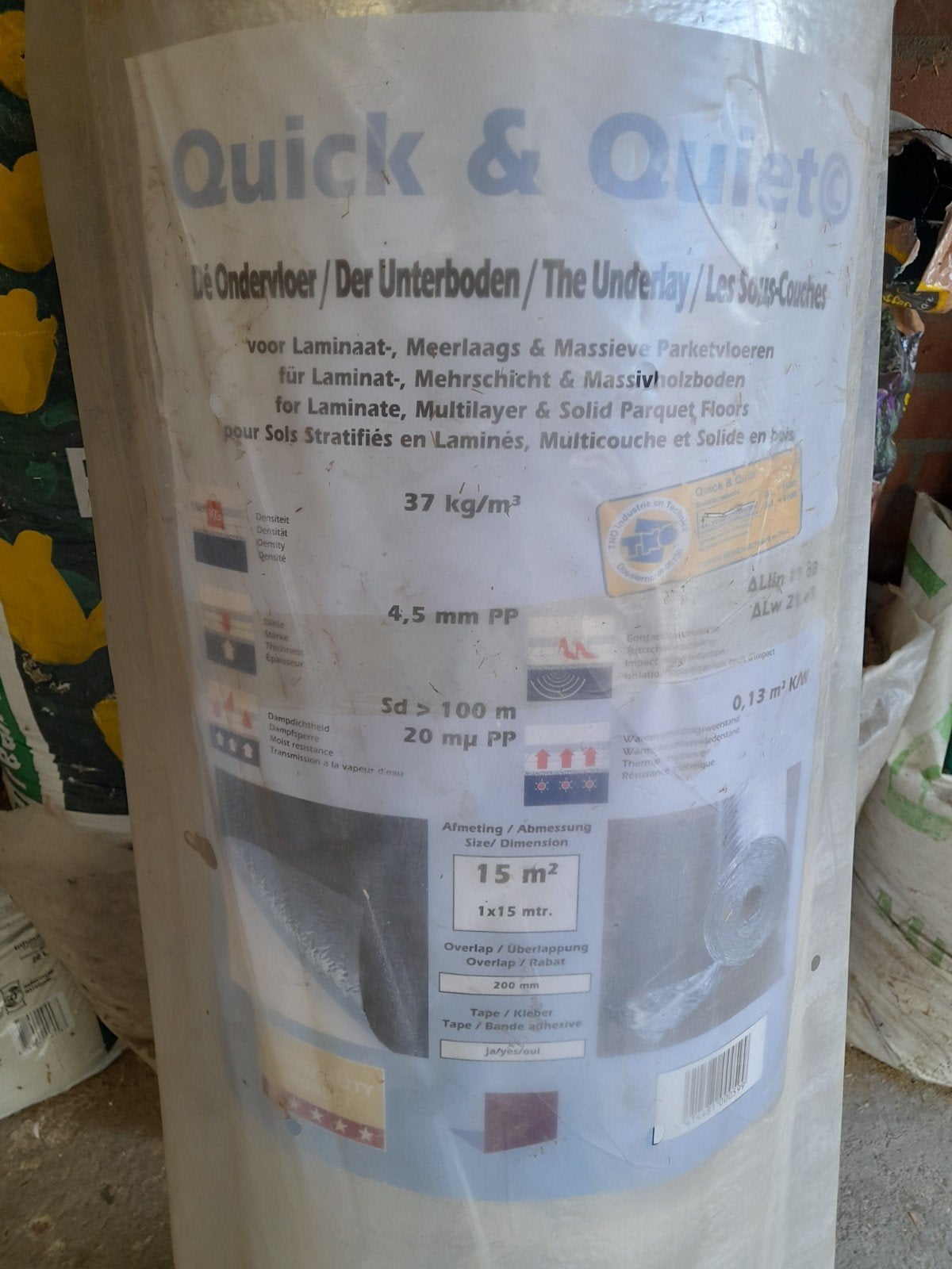 1 Rol ondervloer 15 m2., Huis en Inrichting, Ophalen, Nieuw, Laminaat
