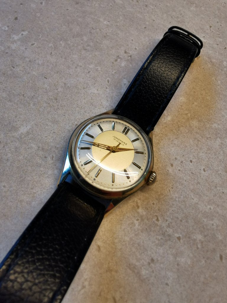 Vintage Junghans handopwinder 17 Juwels, Overige merken, Polshorloge, Ophalen of Verzenden, Goud