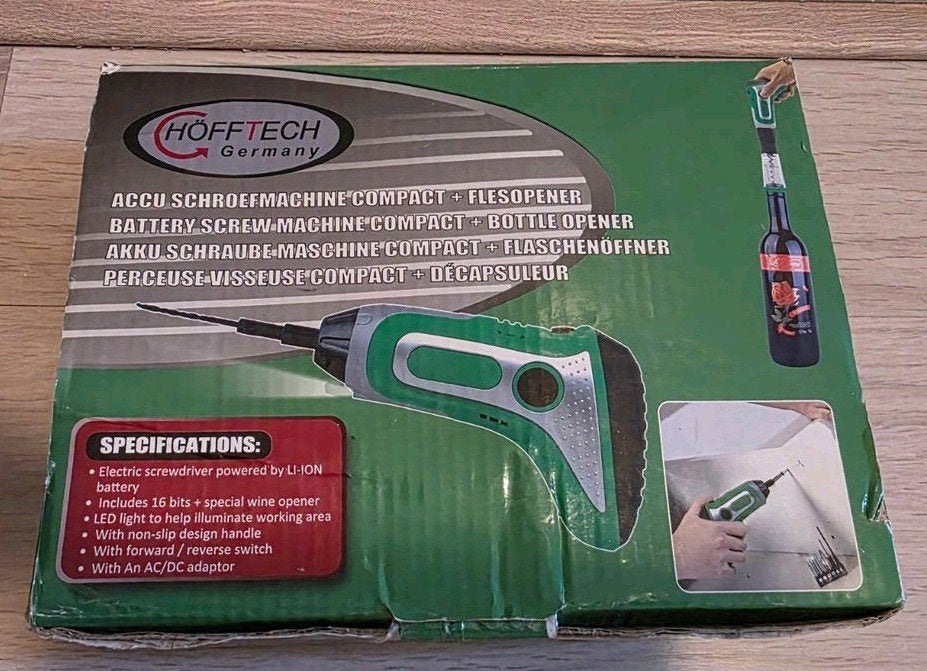 Hofftech  Schroefmachine met Flesopener - Nieuw, Variabele snelheid, Ophalen of Verzenden, Minder dan 400 watt, Zo goed als nieuw
