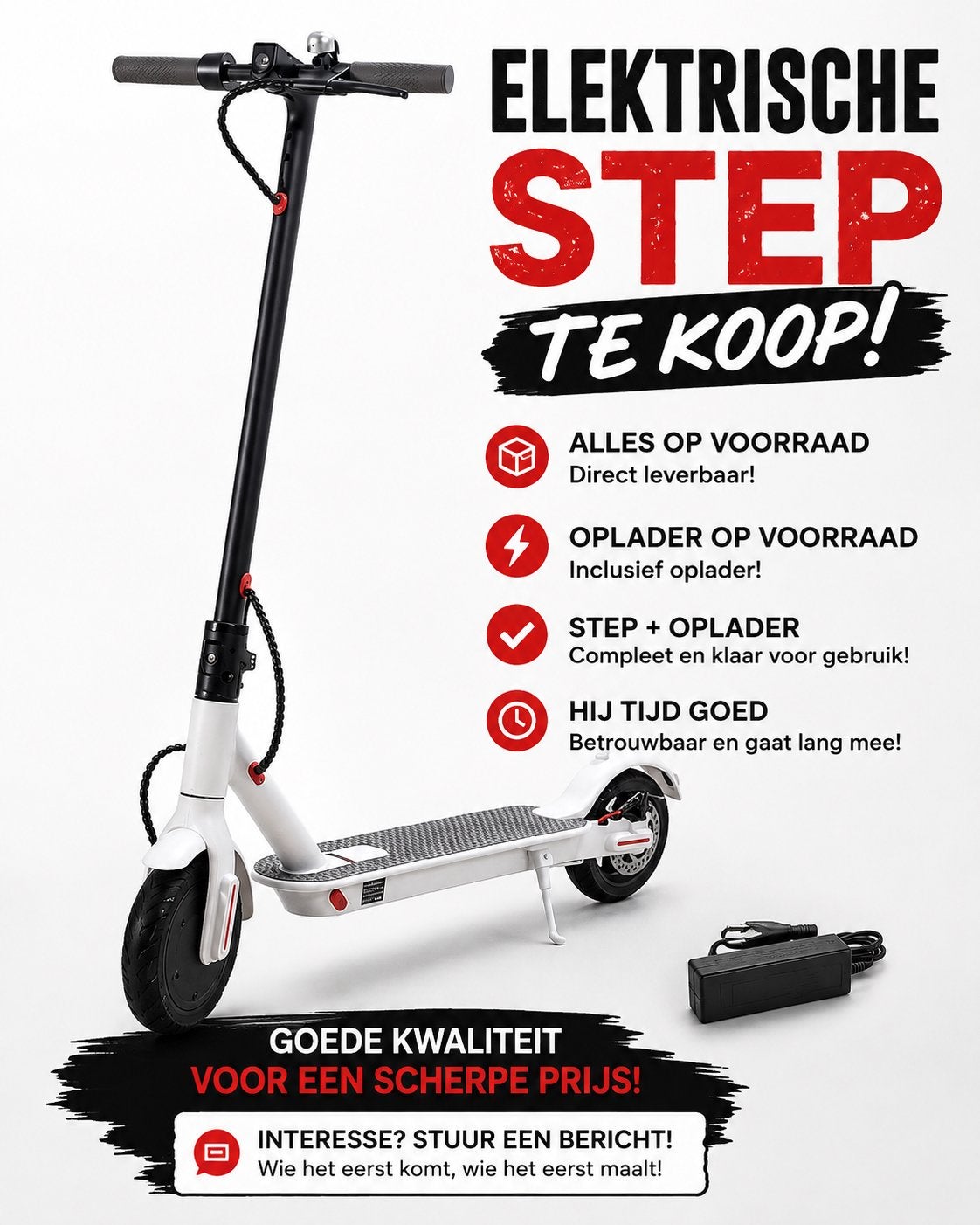 Elektrische step - E-scooter - Nieuw - Direct leverbaar!, Fietsen en Brommers, Steps, Ophalen, Nieuw, Elektrische step (E-scooter)