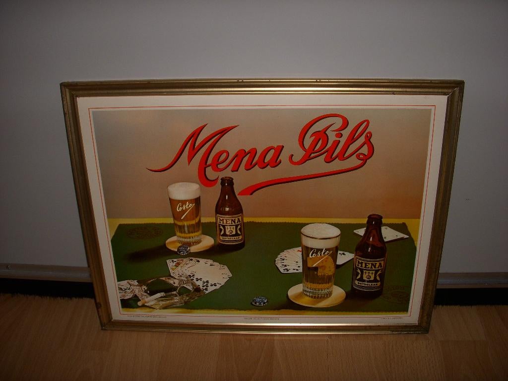 MOOI reclamebord Costo Mena Pils uit 1961 Rotselaar België, Ophalen of Verzenden, Gebruikt, Reclamebord, Plaat of Schild, Overige merken