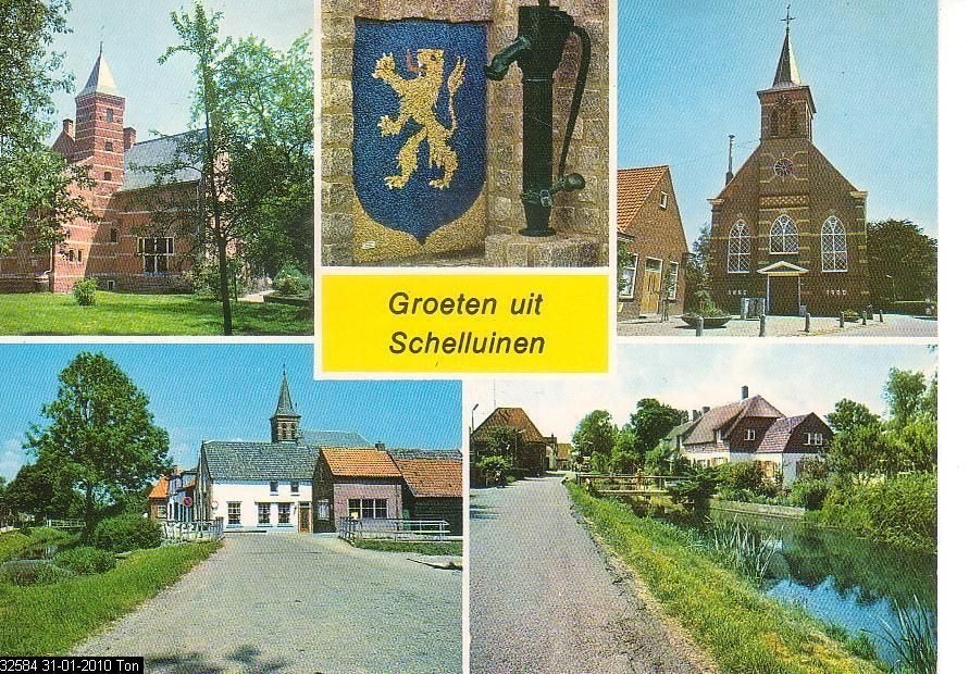 Ansichtkaart 	Schelluinen	5-luik, Verzenden, 1960 tot 1980, Ongelopen, Zuid-Holland