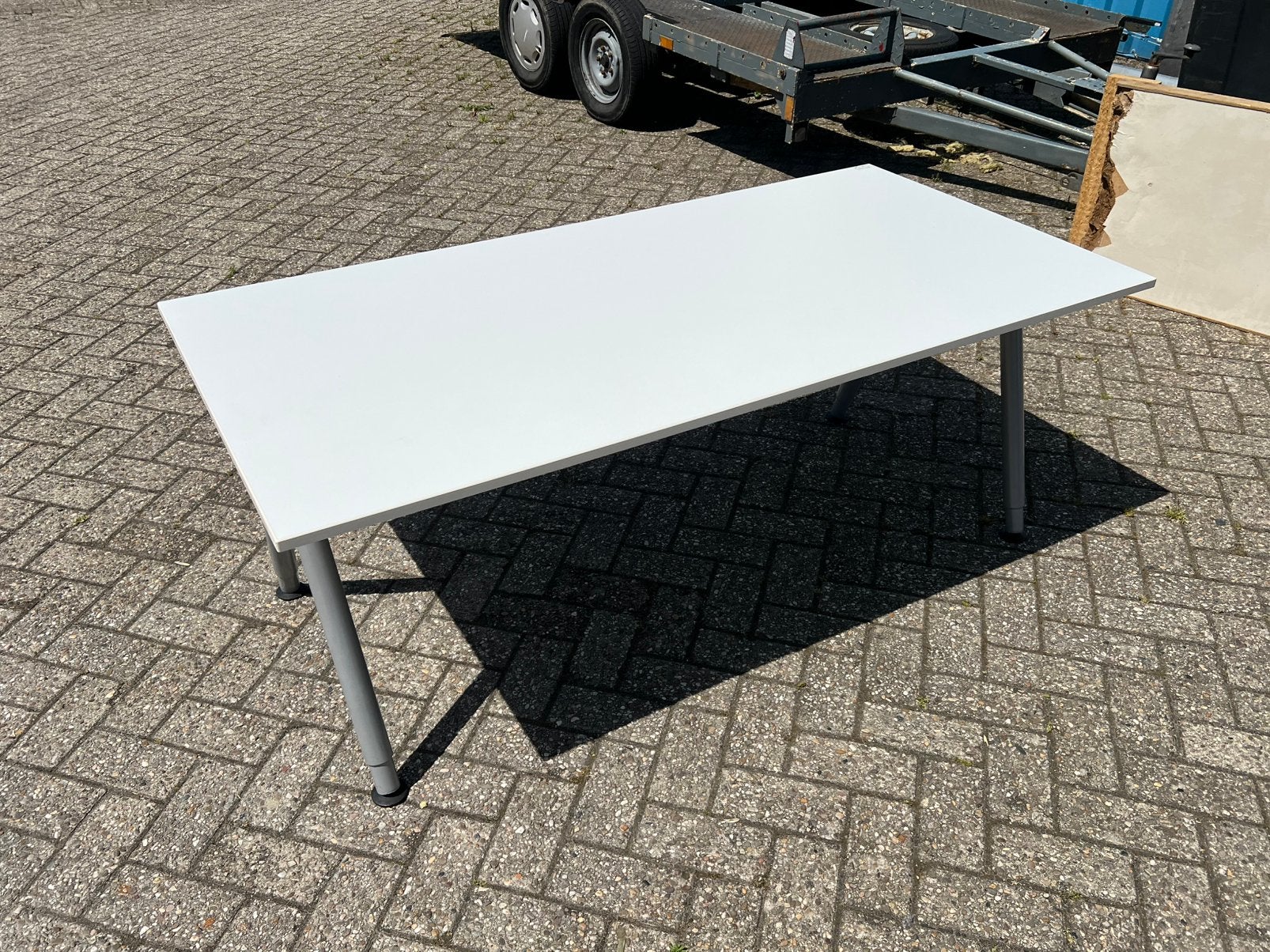 Bureau buro Ikea Thyge 160x80 wit blad, 160 cm, In hoogte verstelbaar, Kinderbureau, Ophalen of Verzenden