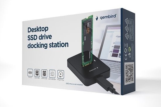 Foto 2 van Gembird Desktop USB Type-C M.2 SATA & NVME SSD drive docking