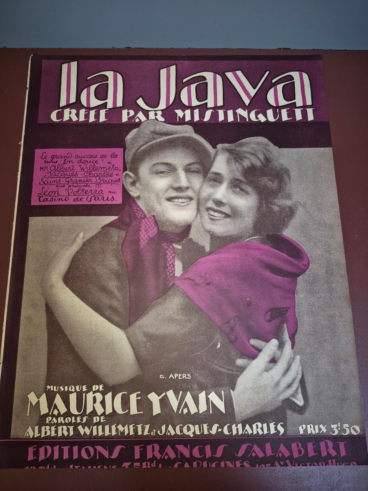 Vintage bladmuziek 'La Java' van Maurice Yvain, Muziek en Instrumenten, Piano, Gebruikt, Overige soorten, Ophalen of Verzenden