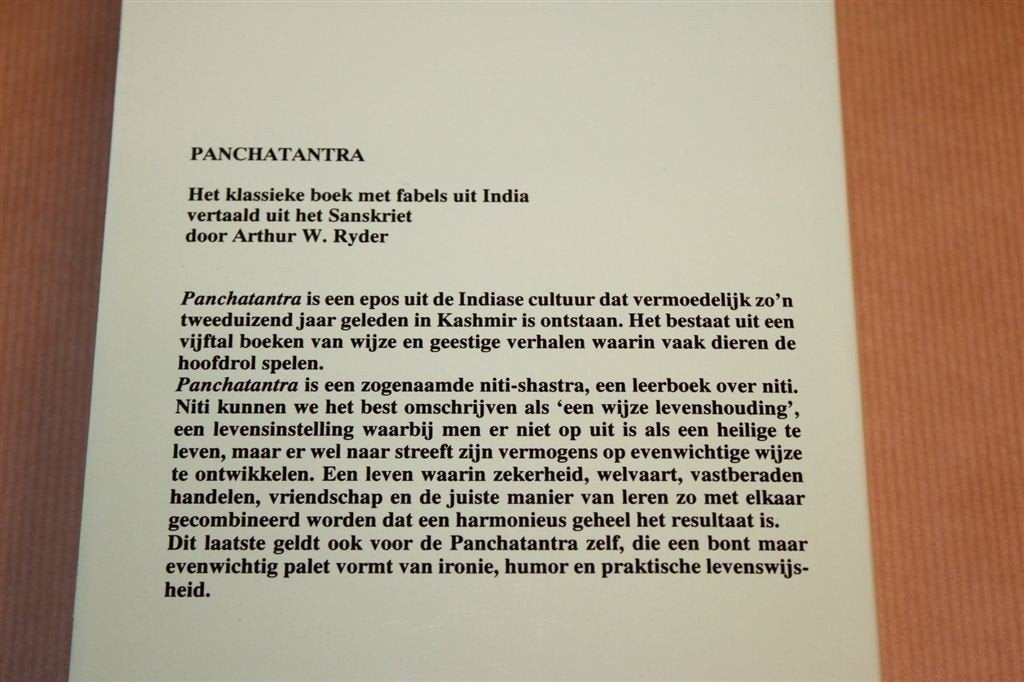 Panchatantra — Indiase Fabels en Wijsheid, Ophalen of Verzenden, Gelezen, Overige onderwerpen, Achtergrond en Informatie