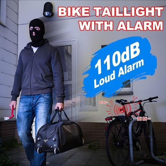 Fiets-achterlicht met ingebouwd fietsalarm + autom. remlicht, Achterlicht, Nieuw, Ophalen of Verzenden, Oplaadbaar