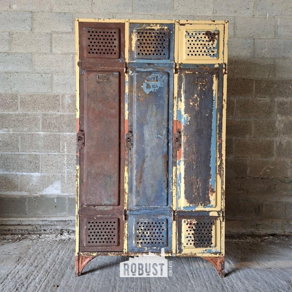 3-deurs locker | vestiairekast | industriële garderobekast, Met deur(en), Gebruikt, 100 tot 150 cm, Ophalen of Verzenden