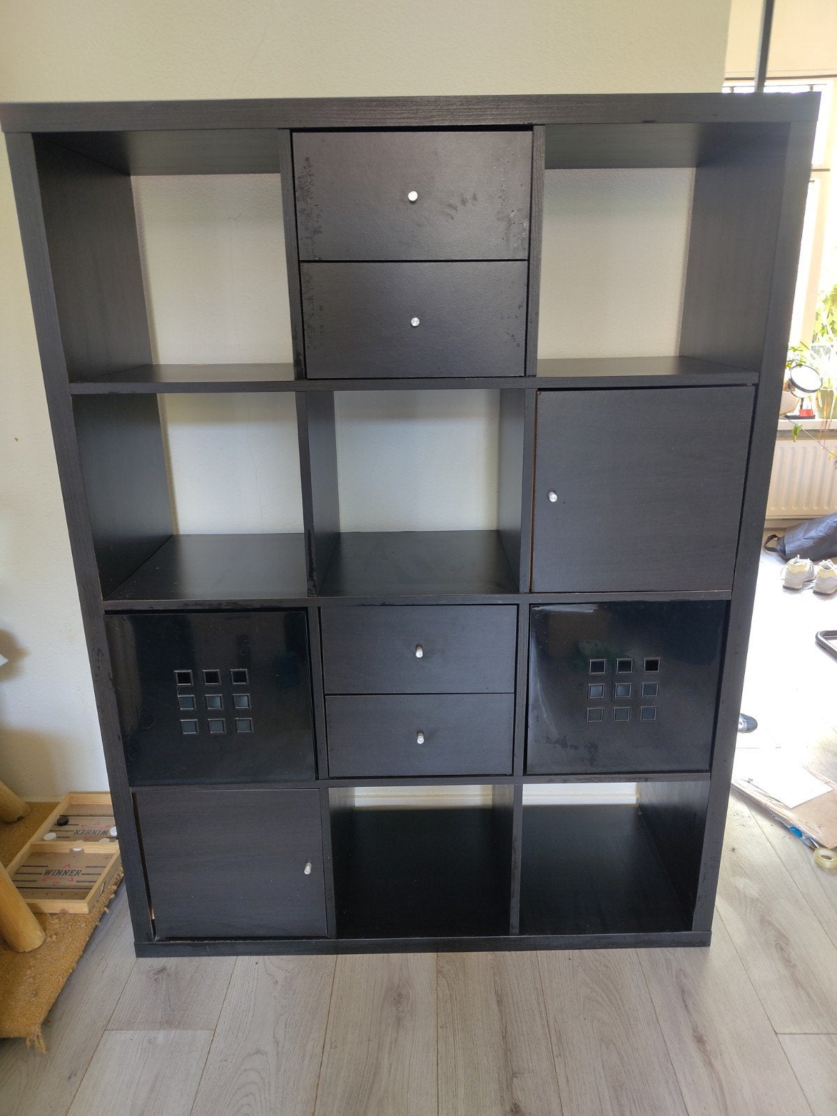 Ikea Kallax kasten zwart blank hout, Ophalen, Gebruikt