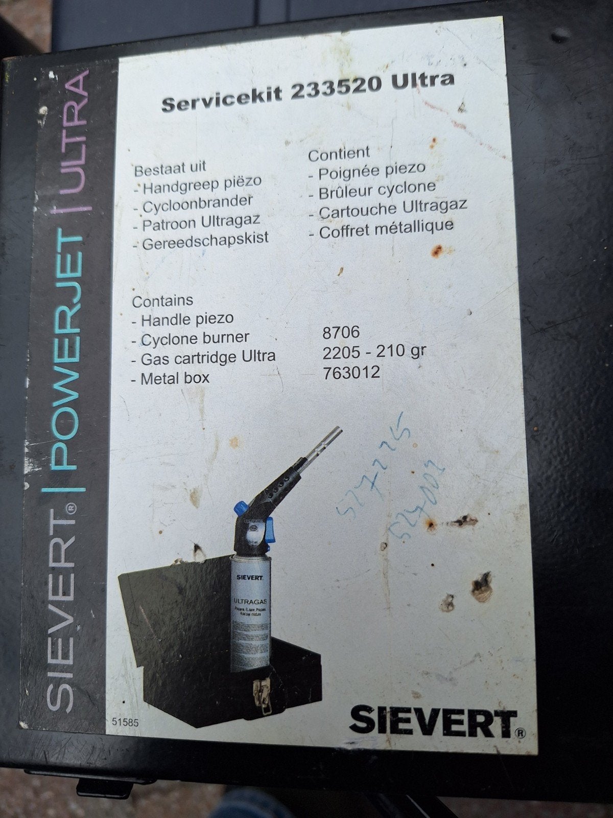 Gasbrander sievert powerjet ultra, Ophalen