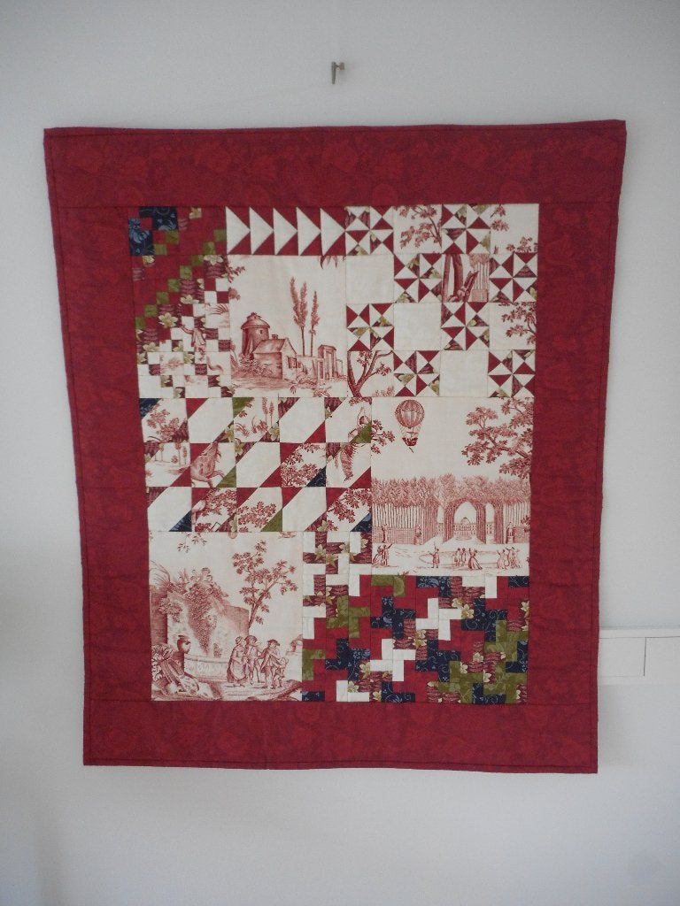 Quilt, handgemaakt van Den Haan en Wagenmakers stoffen, Rood, Ophalen of Verzenden, Zo goed als nieuw, Met ophangsysteem