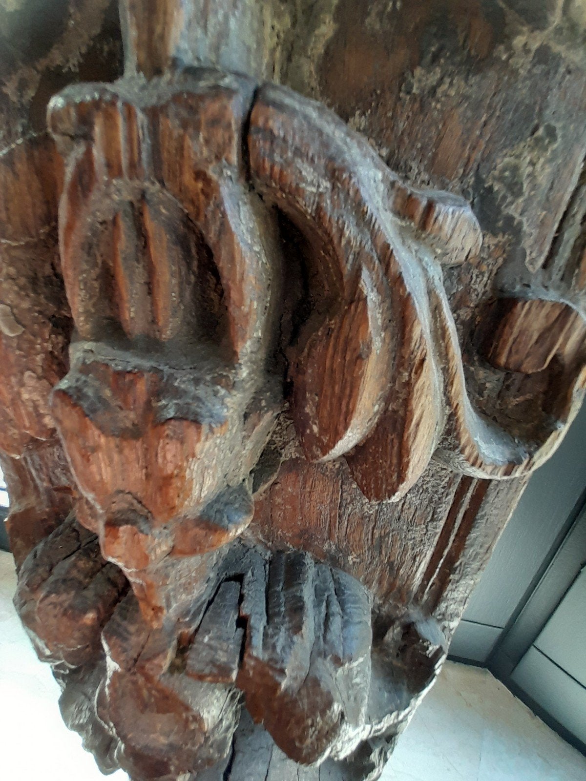 Uniek XXL Eikenhouten Ornament Zuil - Aura Peeperkorn Stijl, Ophalen of Verzenden