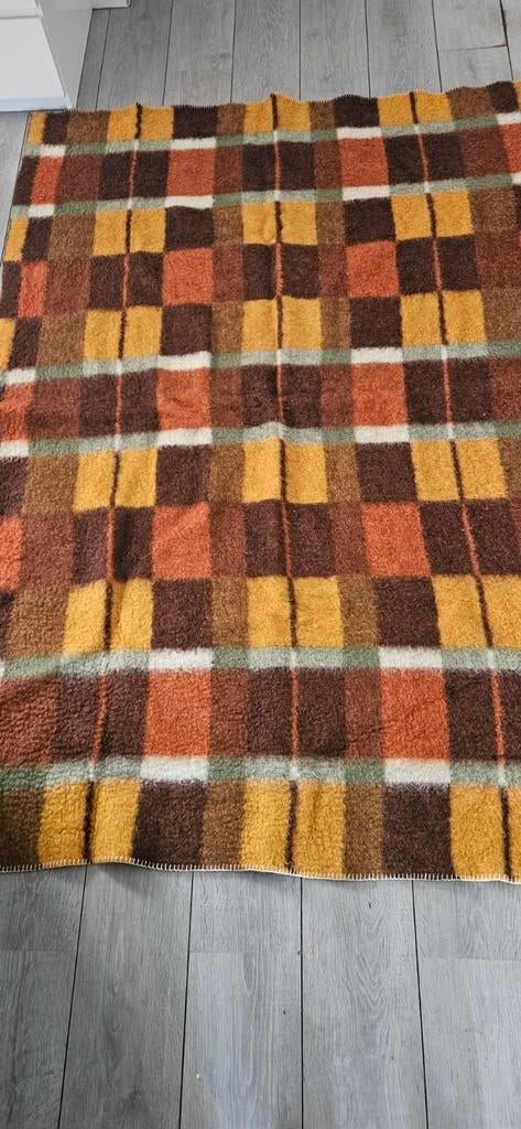 Vintage Holland's Glory wollen deken, geruit patroon, Huis en Inrichting, Woonaccessoires | Kussens, Ophalen of Verzenden, Zo goed als nieuw