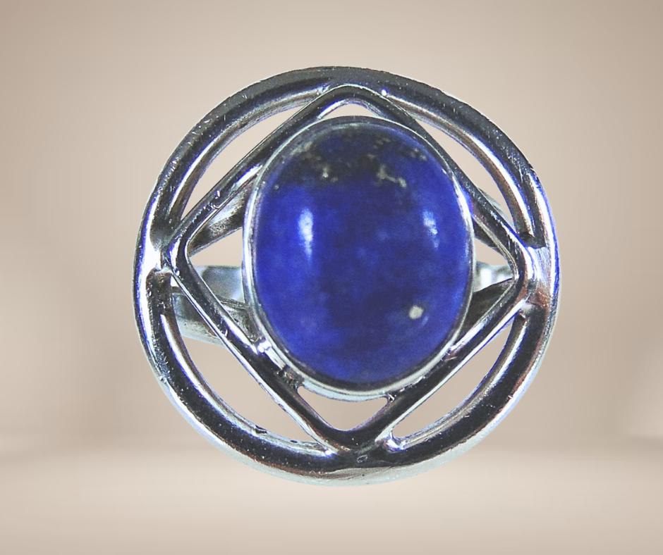 Prachtige 925 modernistische LAPIS LAZULI ring M17!, Verzenden, Zo goed als nieuw, X, Dame of Heer