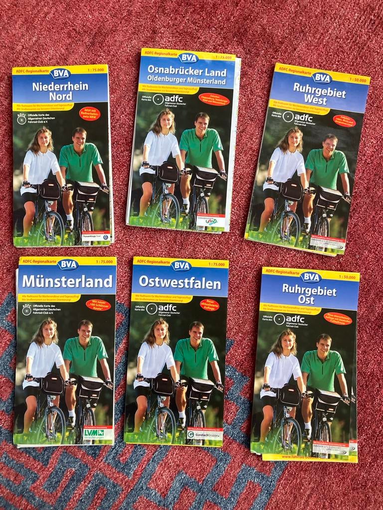 6 ADFC Regionale Fietskaarten Duitsland (grensstreek), Boeken, Reisgidsen, Overige merken, Fiets- of Wandelgids, Europa, Ophalen of Verzenden