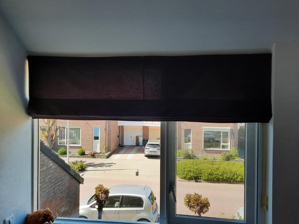 3x vouwgordijn met ophangbeugeltjes, Ophalen, Gebruikt, Beige