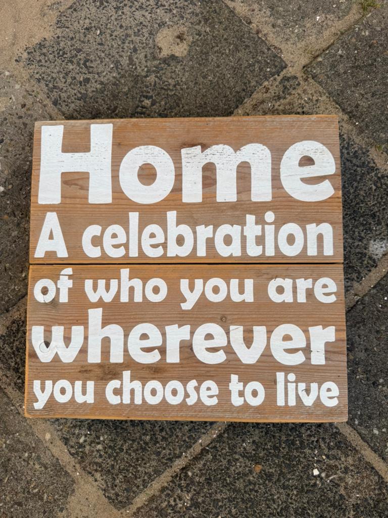 Wanddecoratie tekst bord van hout, Huis en Inrichting, Ophalen of Verzenden, Zo goed als nieuw