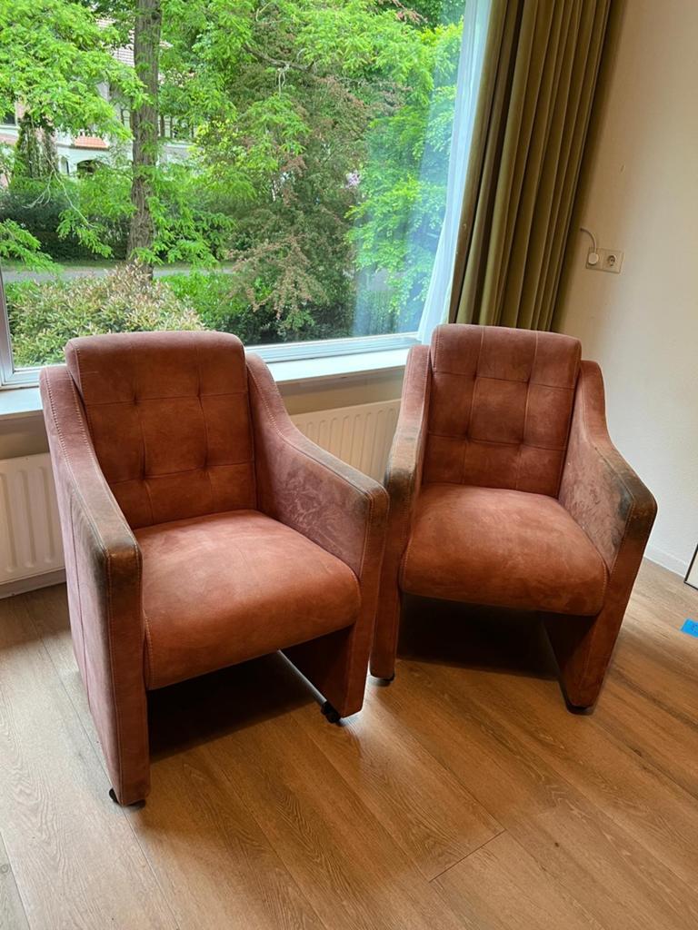 2 x rolfauteuils leer, Ophalen, Gebruikt, Eenpersoons, Minder dan 150 cm