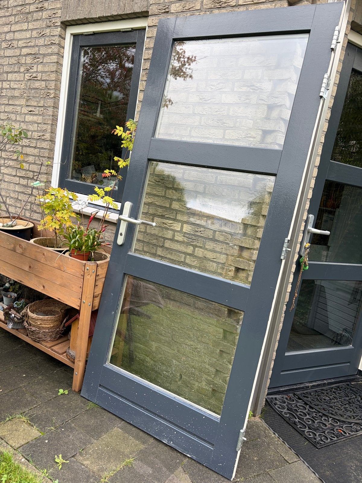 Buitendeur (3 ruiten HR++ glas) - 3 puntsluiting, Doe-het-zelf en Verbouw, Ophalen, Gebruikt, 80 tot 100 cm, Buitendeur