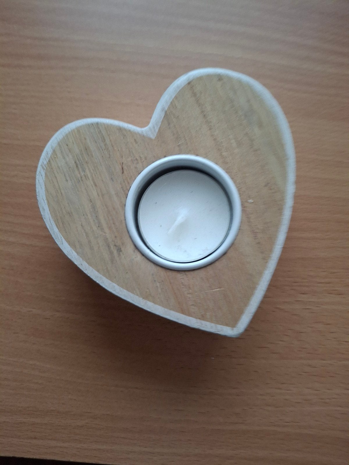 Houten hart waxinelichthouder, Gebruikt, Bruin, Waxinelichthouder, Ophalen of Verzenden