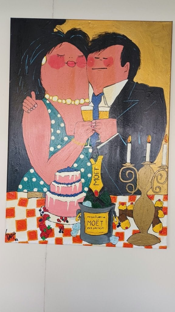 Dikke dames schilderij, Ophalen, Op houten frame, Overige materialen, Figuren