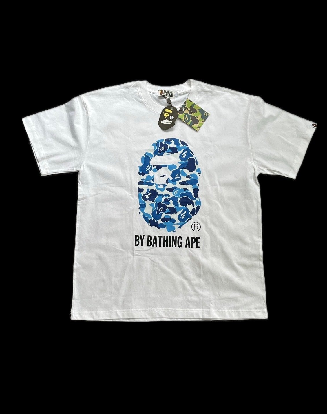 Bape T-shirt Wit met Blauw Logo - Maat L - Nieuw, Ophalen of Verzenden, Nieuw, Maat 52/54 (L), Wit