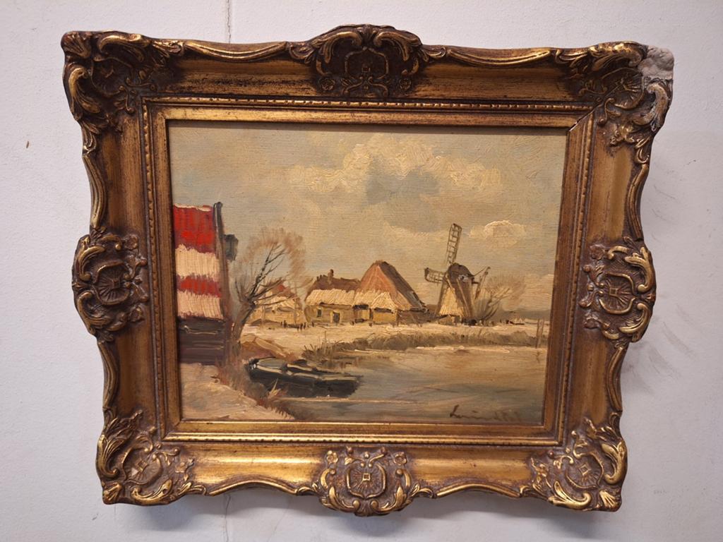Sfeervol Winterlandschap van Louis van de Pol, Antiek en Kunst, Kunst | Schilderijen | Klassiek, Ophalen of Verzenden