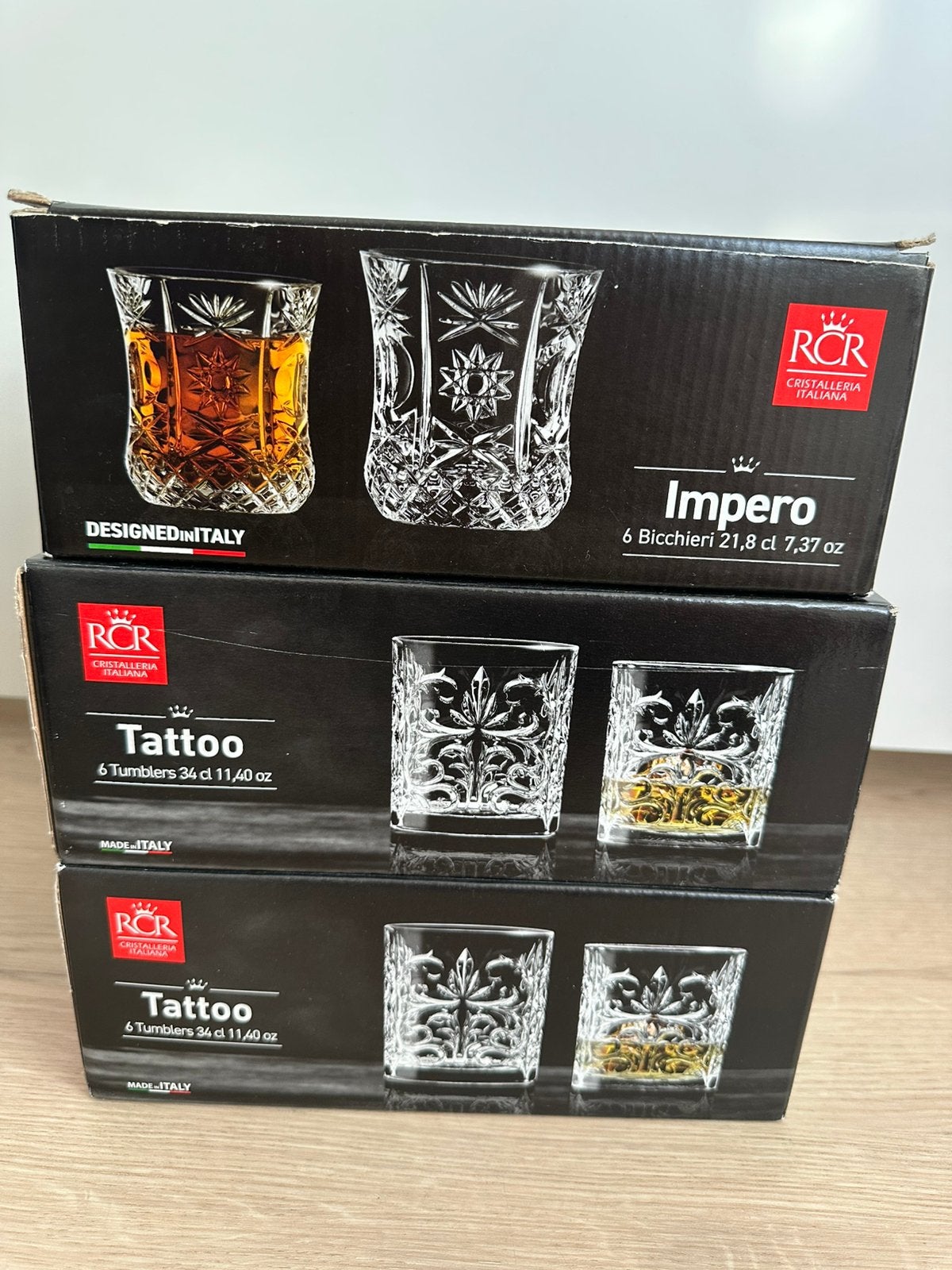 RCR Impero en Tattoo Italiaans kristal Nieuw, Glas of Glazen, Ophalen of Verzenden, Overige stijlen, Glas