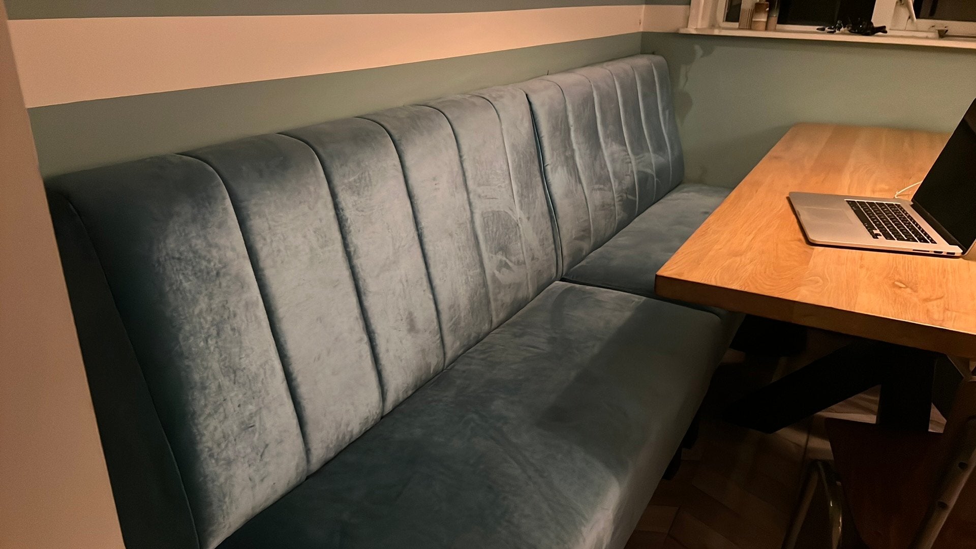 Eetkamer bank twee delen, Ophalen, Gebruikt, Minder dan 75 cm, Rechte bank