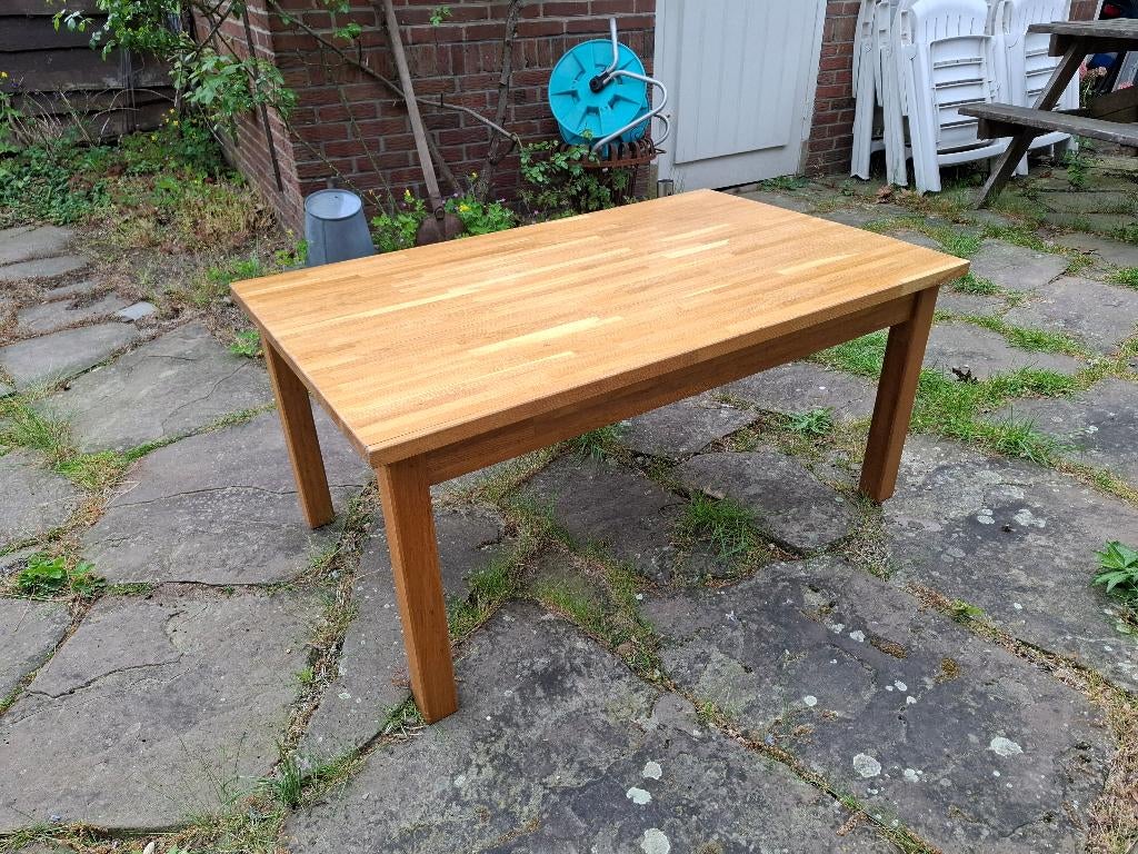 mooie massief houten salontafel, Ophalen, 100 tot 150 cm, 50 tot 75 cm, 50 tot 100 cm