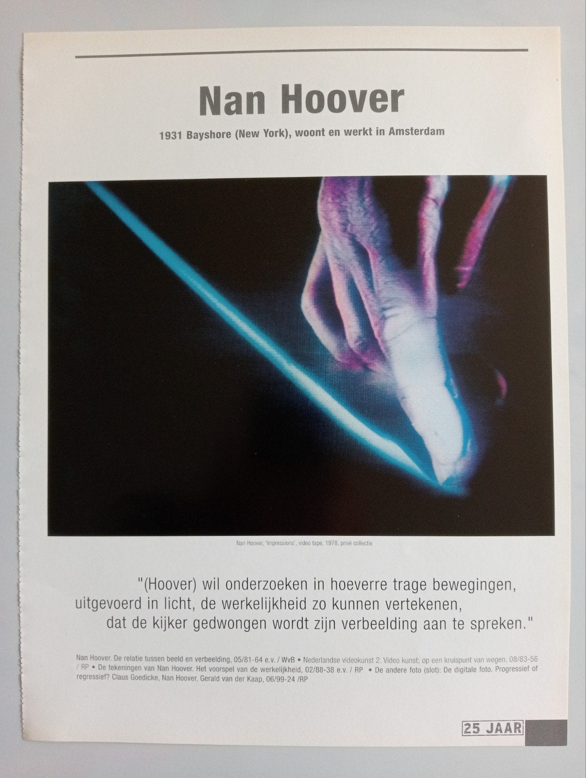 Tijdschrift print nav 25 jaar Kunstbeeld Nan Hoover, Ophalen of Verzenden
