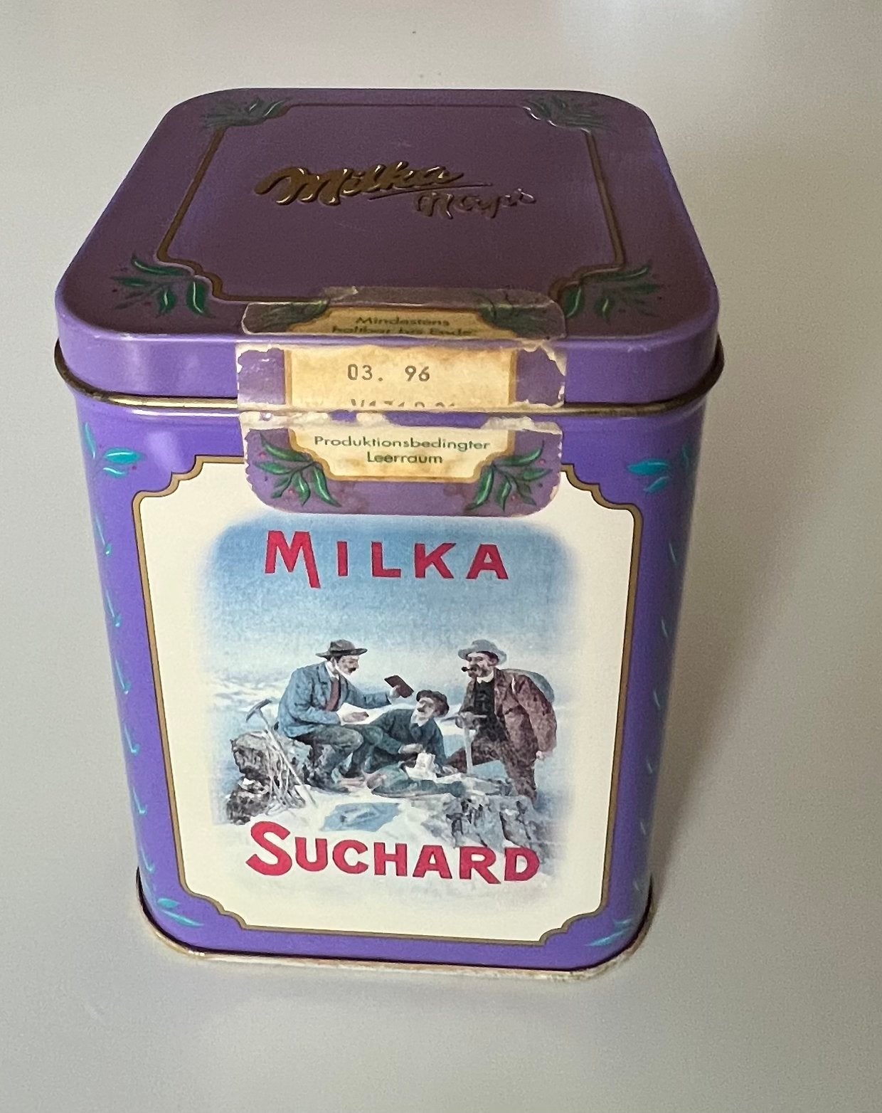 Vintage blikje Milka Suchard. 1996., Ophalen of Verzenden, Zo goed als nieuw, Overige