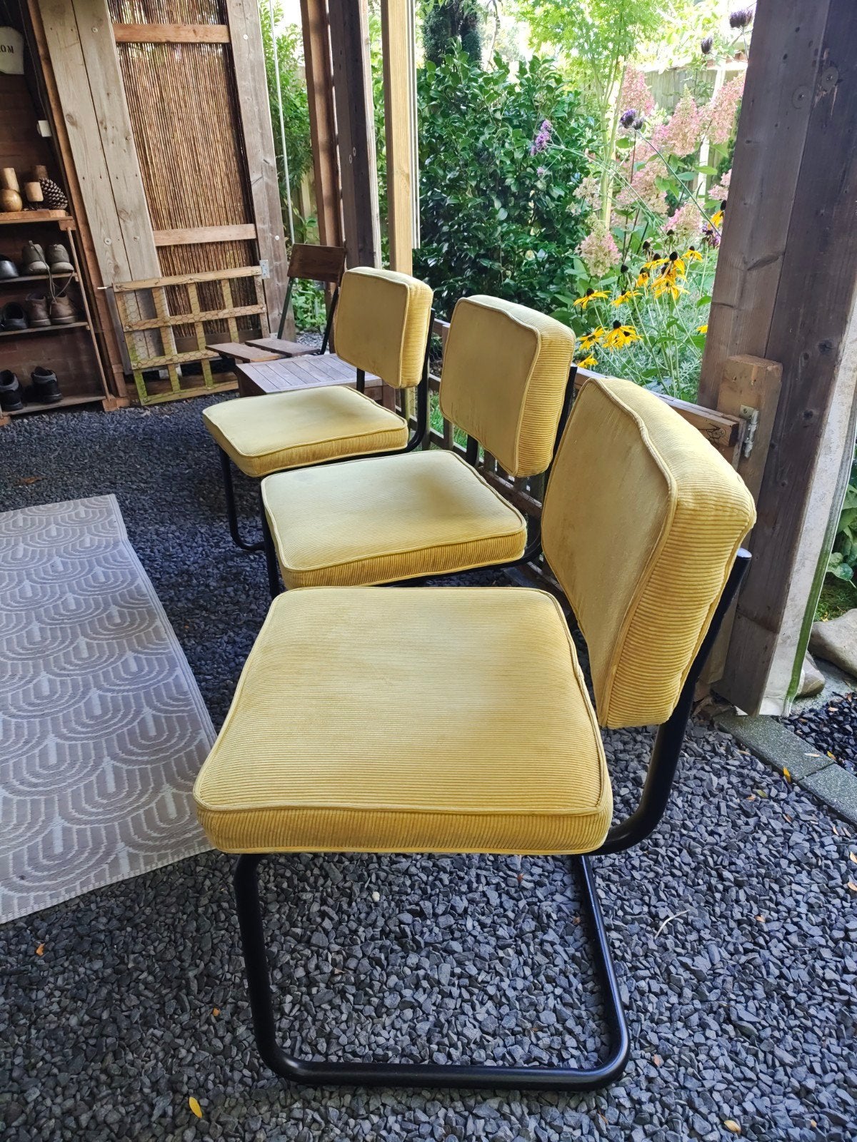 eettafelstoelen 3 stuks okergeel, Ophalen, Gebruikt, Overige kleuren, Drie